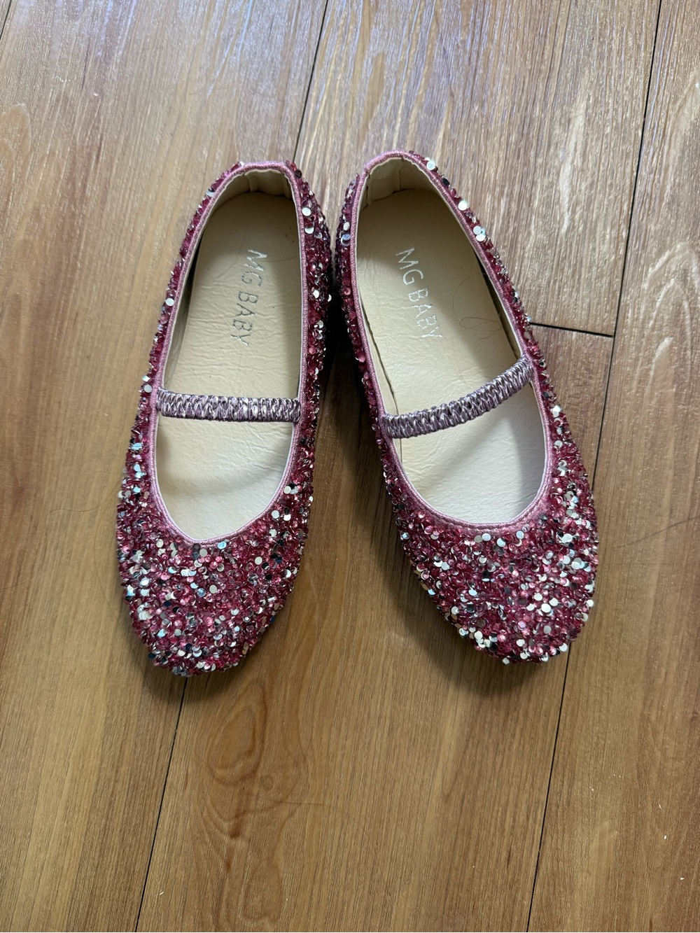 Mg baby Girls' Glitter Mary Jane Flats in Rose Pink